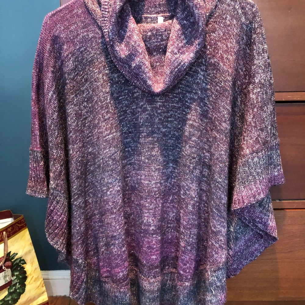 Cowl neck sweater poncho